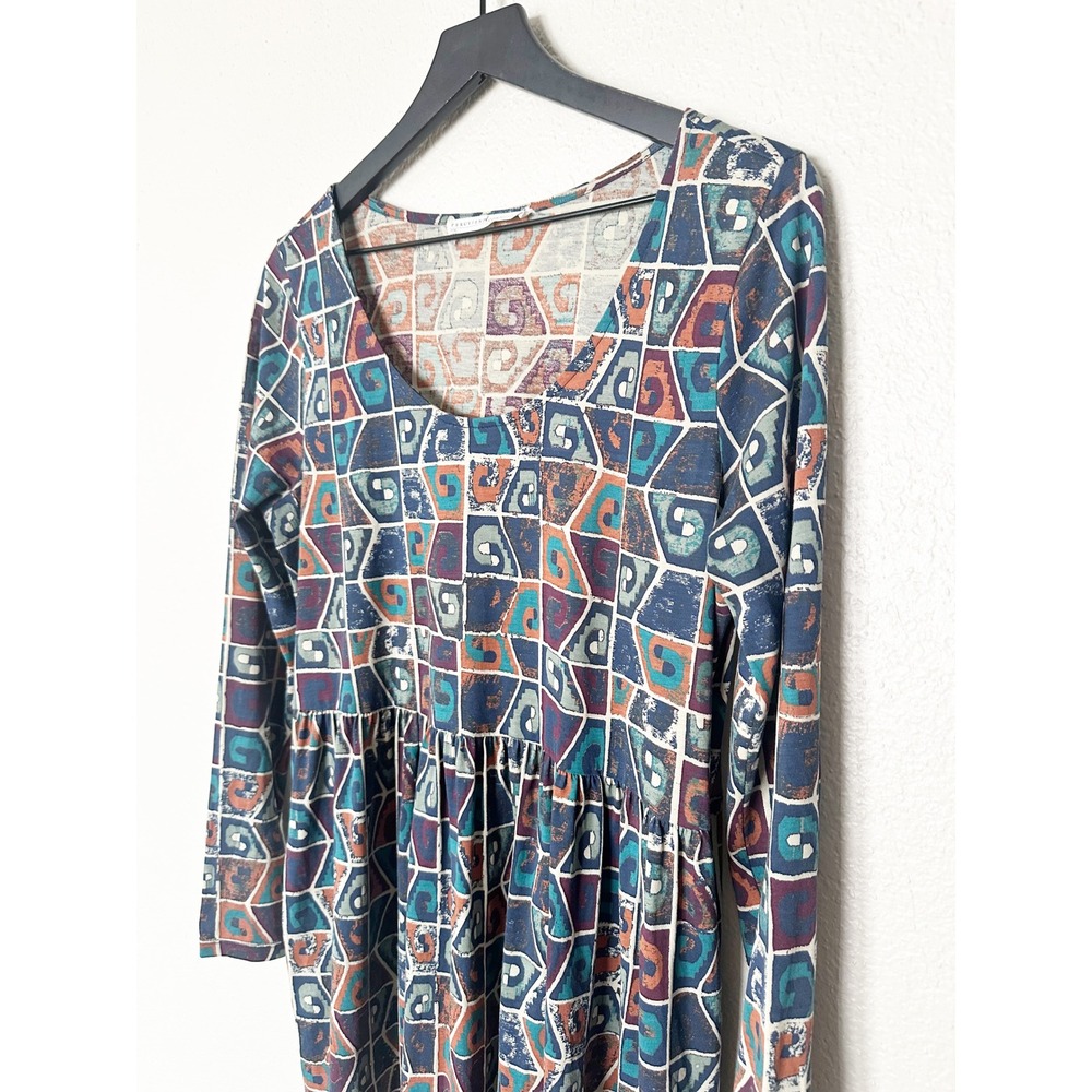 Peruvian Connection Huari Pima Cotton Dress Geometric Print Boho Size Medium - Picture 4 of 8